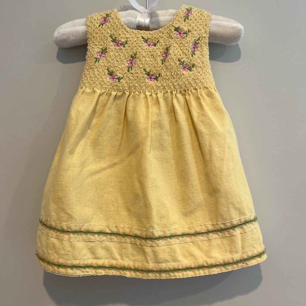 Blueberi Boulevard Yellow Dress with Pink Floral Accents